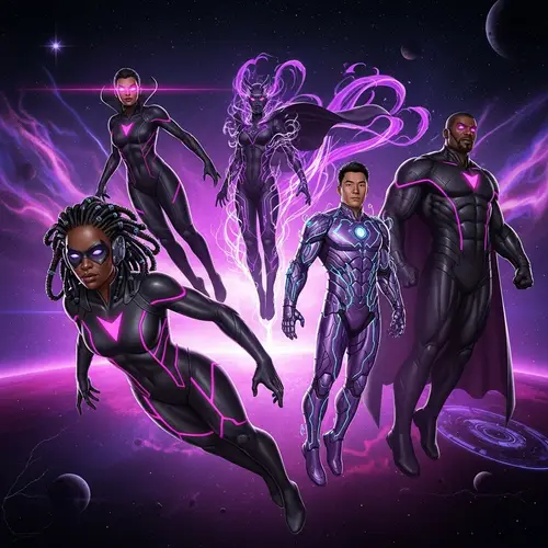 Visionary Superhero Team in Space | Future Innovation
