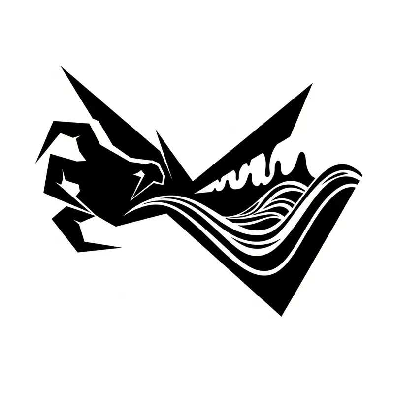 Elegant Monochrome Geometric Wave Symbolizing Envy & Greed