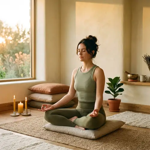 Serene Meditation in Earth-Tone Activewear