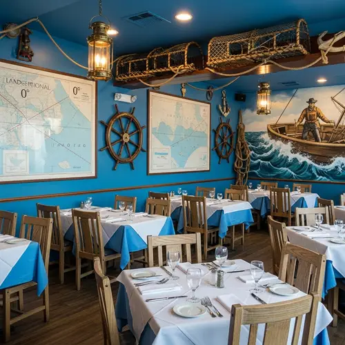 Nautical-Themed Restaurant: Azure Hues & Maritime Decor