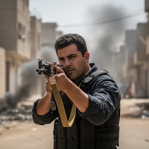 Imaginary Counter-Terrorism Unit Operation with AK-47 in Conflict Zone