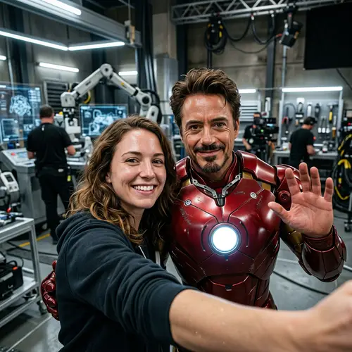 Selfie with Robert Downey Jr. on Iron Man Set