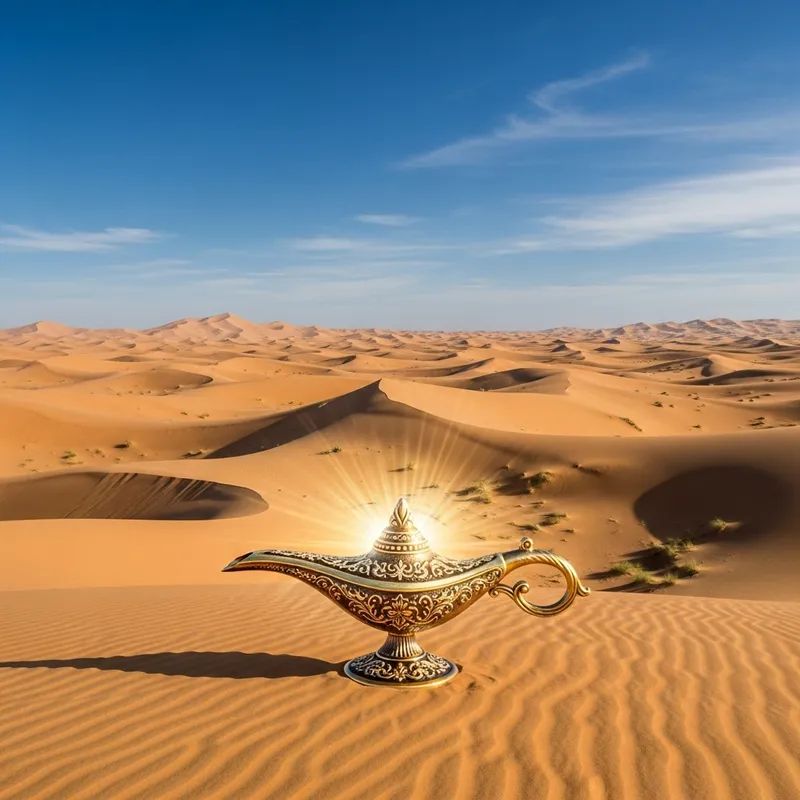 Magical Lamp in Desert | Enchanting Landscape