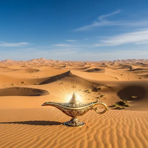 Mystical Lamp in Vast Desert | Surreal and Lonely Landscape