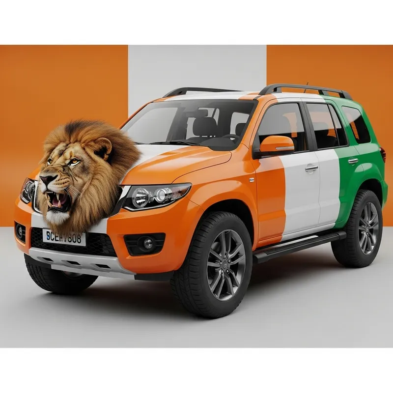 Regal Lion's Head Vehicle Displaying Ivory Coast Flag Colors