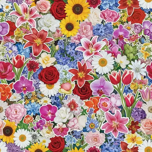Homogeneous Flower Collage Background