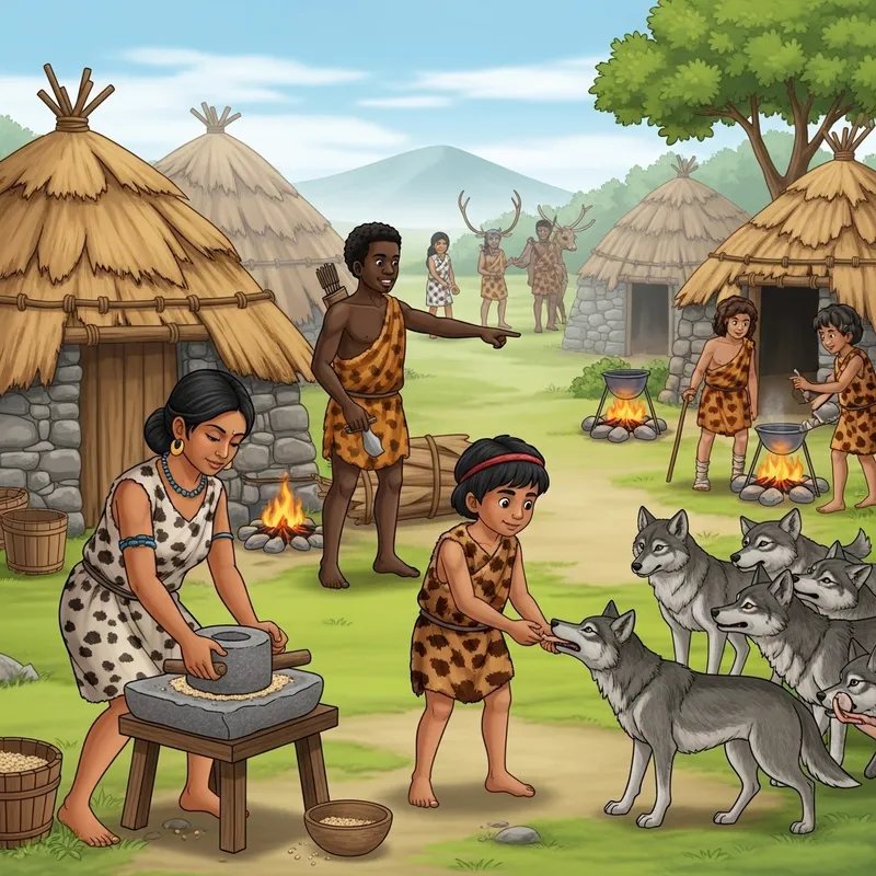 Stone Age Life: Grinding Grains, Hunting, and Taming Wolves