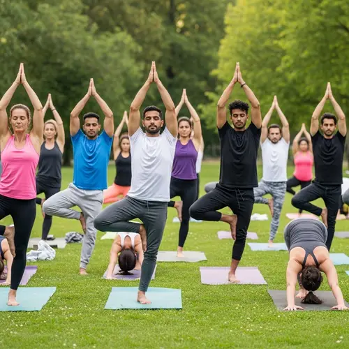 Diverse Yoga Class in Lush Green Park
