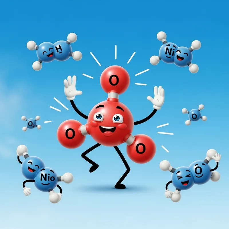 Happy Ozone Molecule with Joyful Air Particles