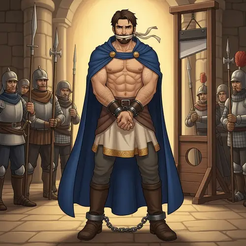 Brave Prince Prepared for Execution | Defiant & Muscular Royal Descent Character