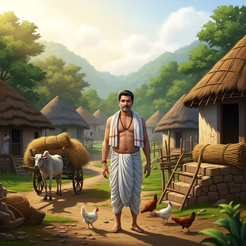 South Asian Male in Traditional Indian Village | Authentic Rustic Scene