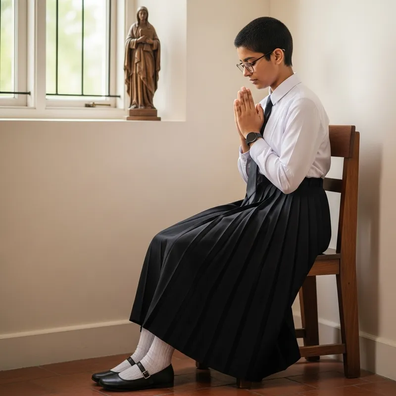 Young Catholic Postulant in Prayer | Modest South Asian Woman