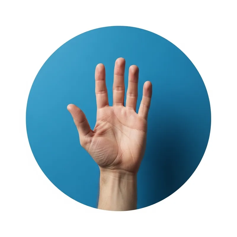 Detailed Human Hand in Blue Circle Image