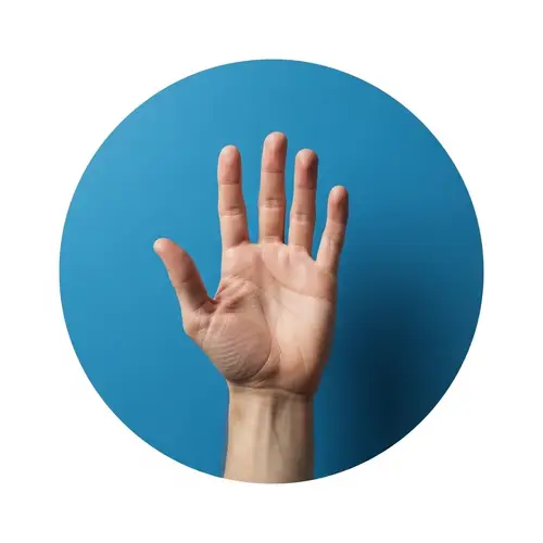 Human Hand in Blue Circle | Abstract and Minimalist Image