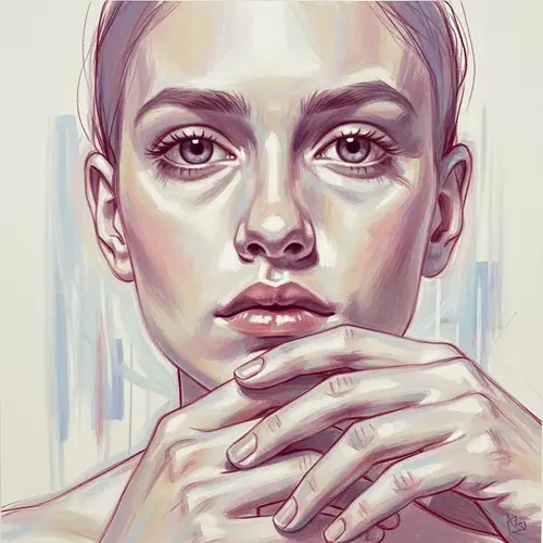 Abstract Self-Portrait in Soft Pastel Colors