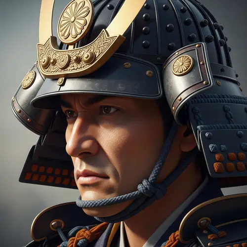 Profile View of Samurai Warrior's Strong Facial Features