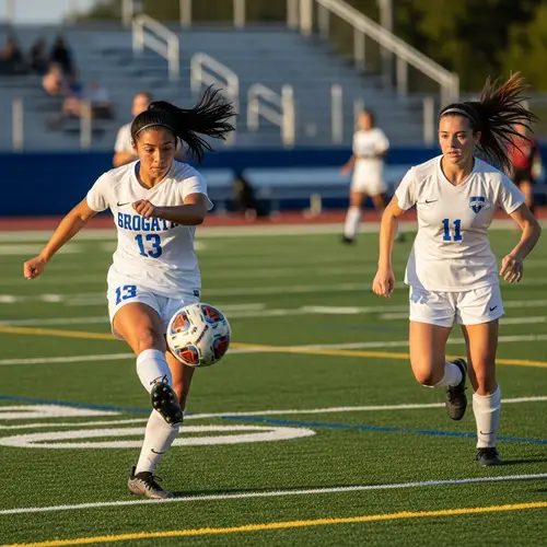 Soccer Player Number 13 Making Pass to Teammate Number 11
