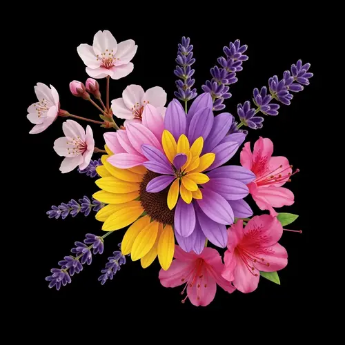Vivid Chimera Flower - Cherry Blossom, Lavender, Sunflower & Azalea Mix