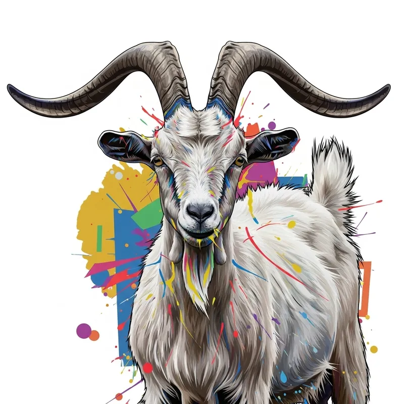 Abstract Goat: Rhythmic Design & Vibrant Colors