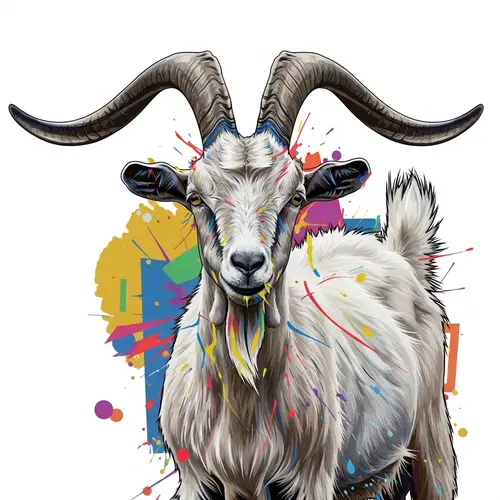Abstract Goat Art: Exaggerated Features & Vibrant Colors
