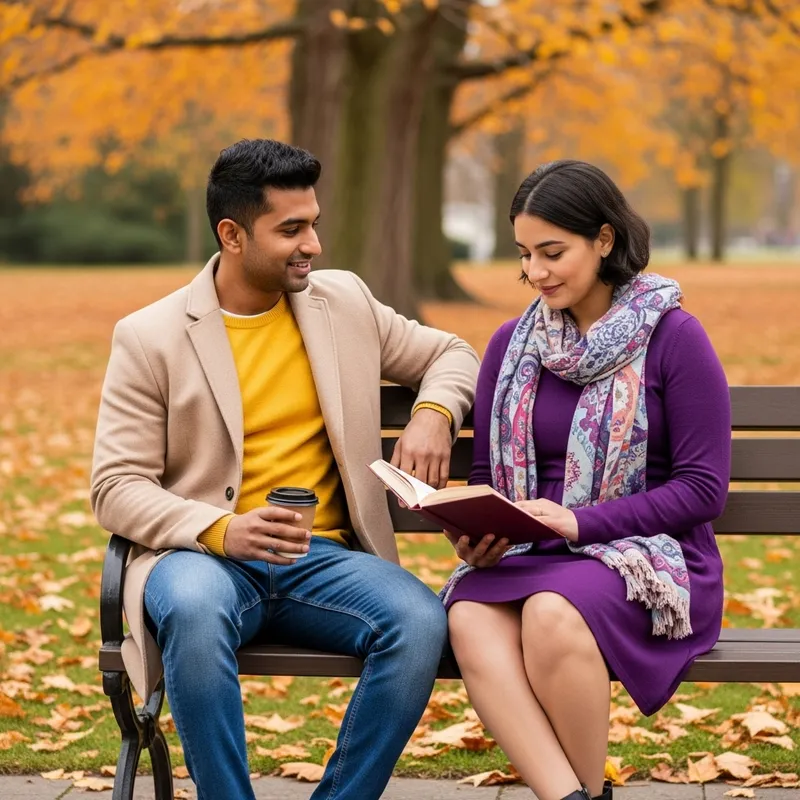 Diverse Couple in Park Scene