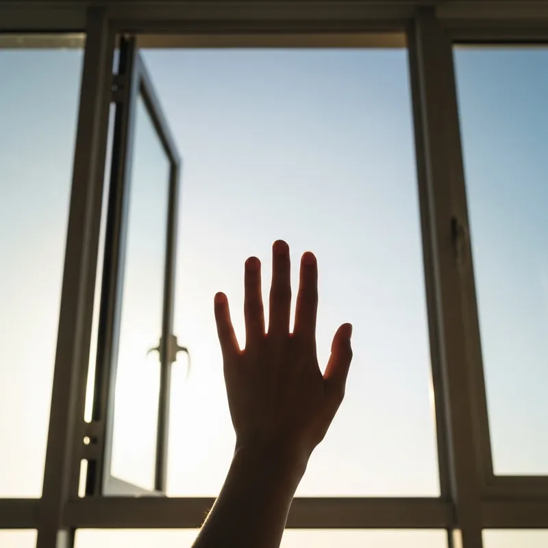 Minimalist 4K Image: Hand & Open Window Minimalist 4K Image: Hand & Open Window