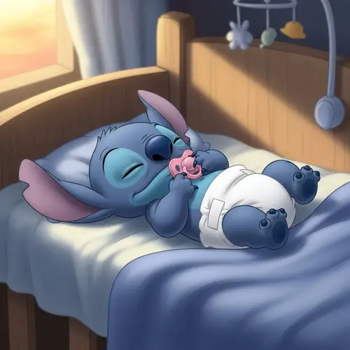 Baby Stitch (Experiment 626) Sleeping Peacefully in Crib