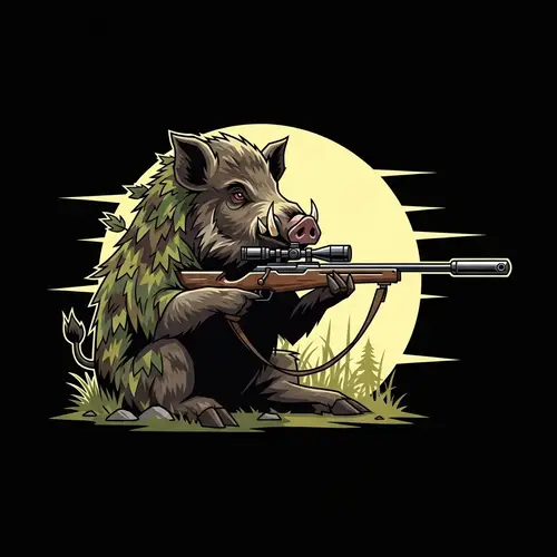Wild Boar Sniper: Geometric Vector Art in Bold Colors