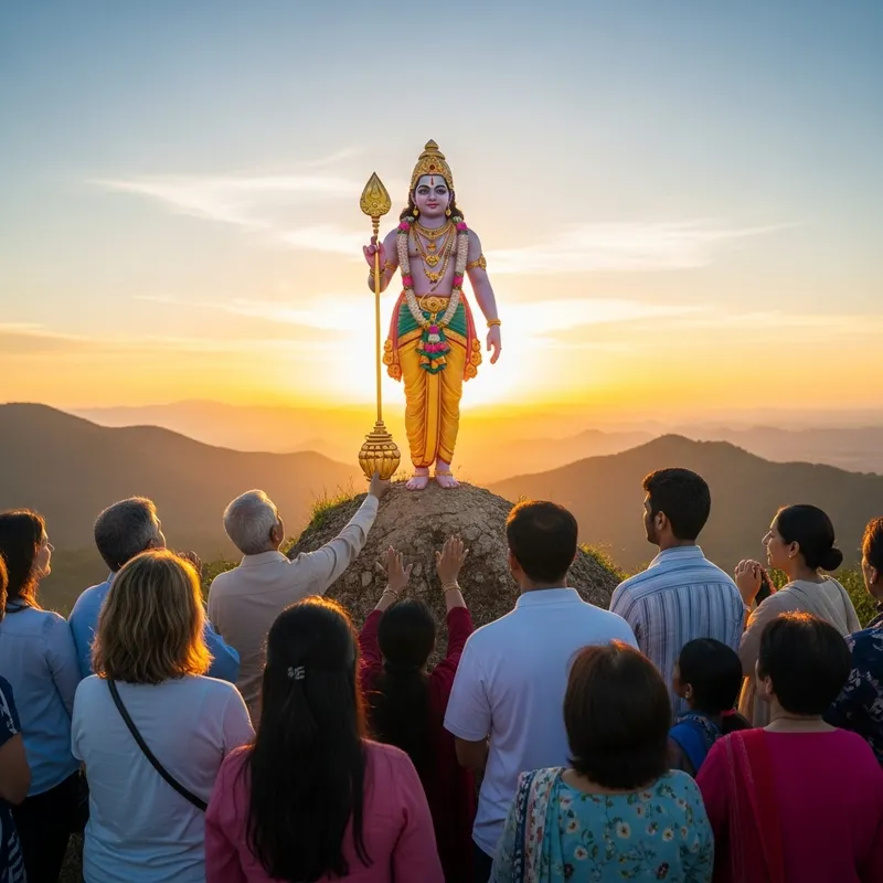Lord Murugan Blessing People from Pazhani Hills | Faith & Devotion Scene Lord Murugan Blessing People from Pazhani Hills | Faith & Devotion Scene