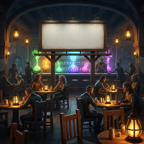 Enchanting Empty Billboard in Fantasy Bar