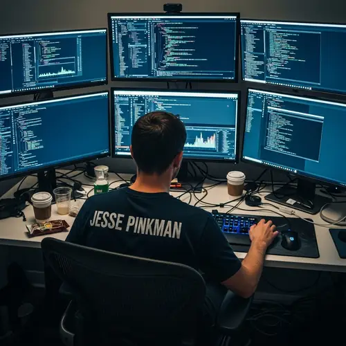 Diverse Computer Screen Coding by Software Developer Jesse Pinkman