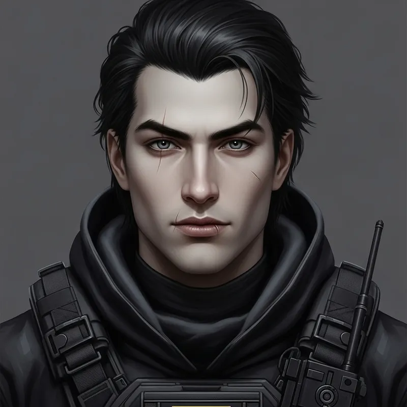 Pale Skin Man with Gray Eyes | Dark Raven Special Forces Look