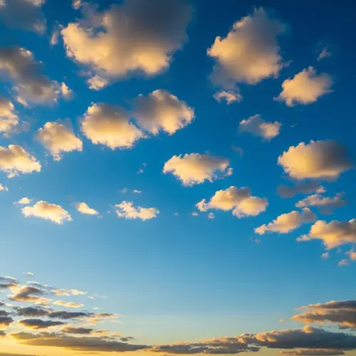 Blue Sky with Golden Clouds - Realistic 4k Oil Painting