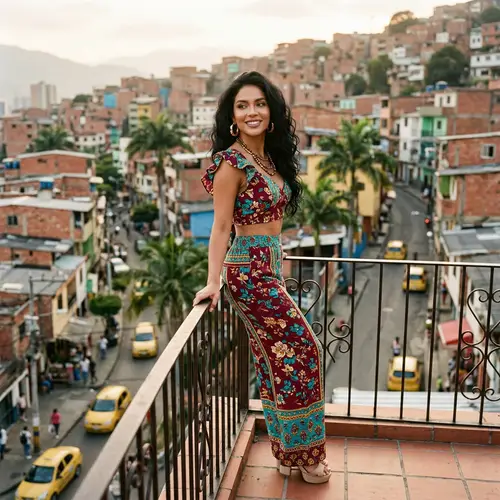 Stunning Latina Glamour Model Poses in South America