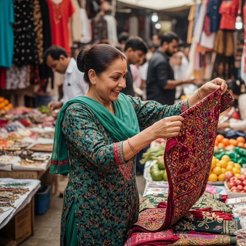 Elegant South Asian Woman Enjoying Shopping Day