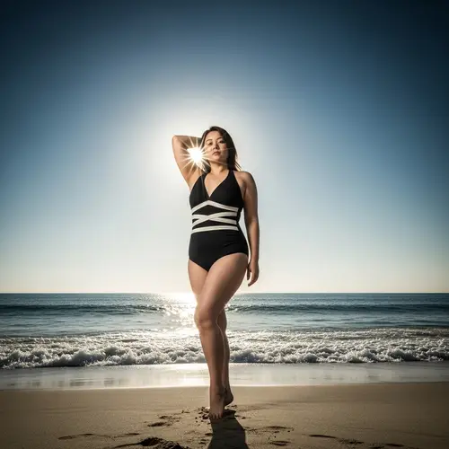 Elegant Asian Woman in Stylish Swimsuit | Beach Beauty