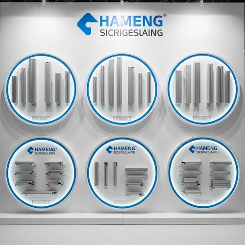 Aluminum Extrusion Samples Displayed at Modern Trade Show Booth