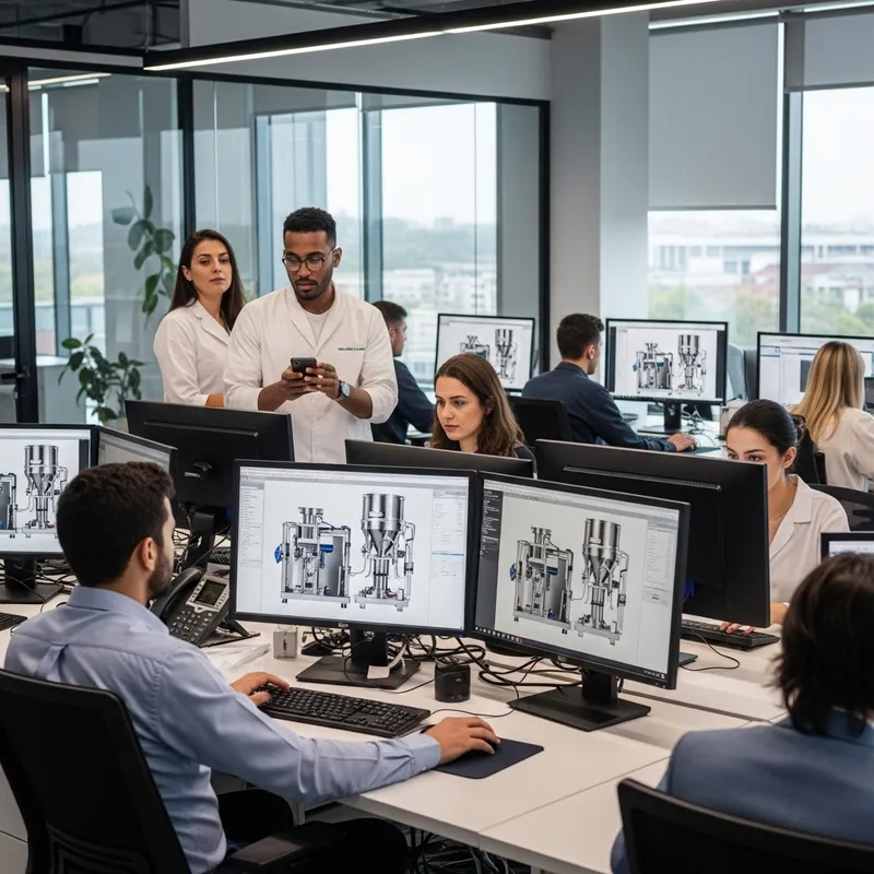 Creative Designers Working at Desks in Vibrant Office Setting