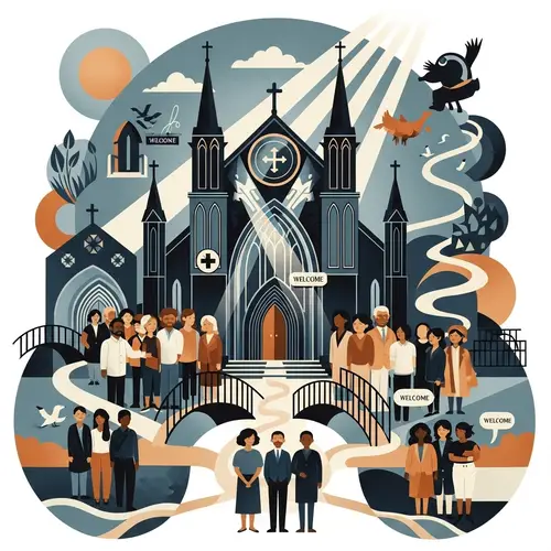 Serenity and Compassion: Grand Church Structure and Inclusive Community Scene