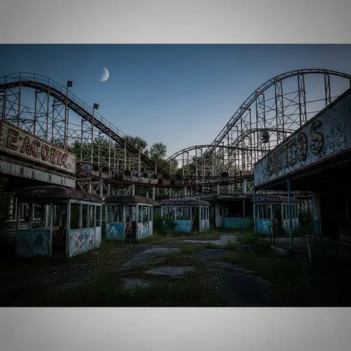 Eerie Abandoned Amusement Park at Dusk