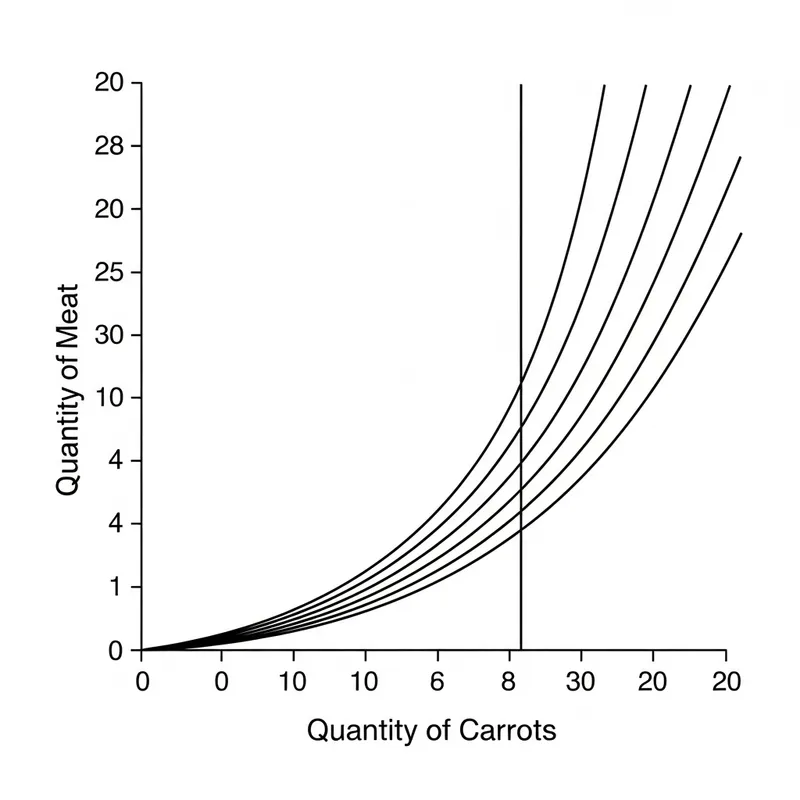 Meat and Carrots Indifference Curve for Neutral Vegetarian