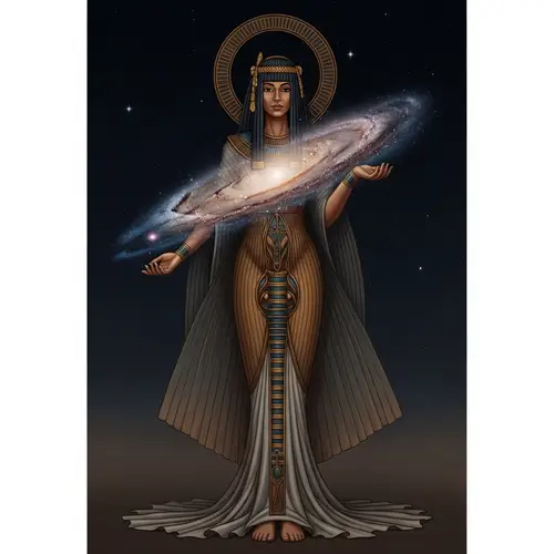 Amonet - Egyptian Goddess of Mystery Holding Galaxy