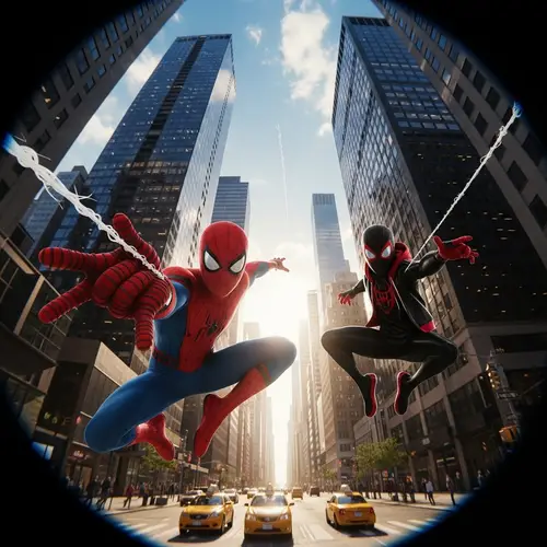 Spiderman & Miles Morales Fisheye Filter Effect Photo