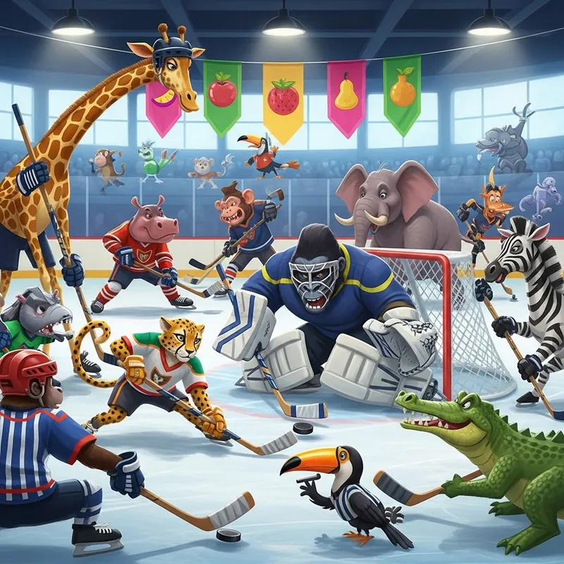 Whimsical Jungle Animals Hockey Game