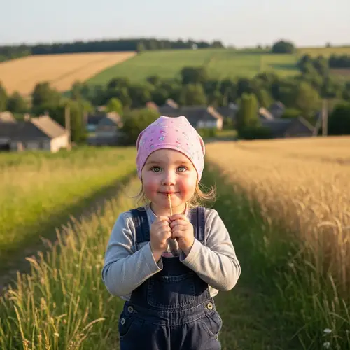 Charming Belarusian Girl in Rural Countryside | Serene Landscape
