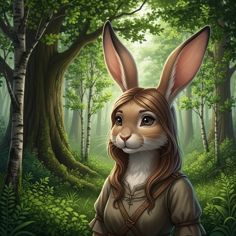 Furry Leporine Woman in Forest | Wildlife Fantasy Art Furry Leporine Woman in Forest | Wildlife Fantasy Art