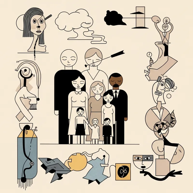 Minimalist Family Portraits Combining Minimalism and Dadaism