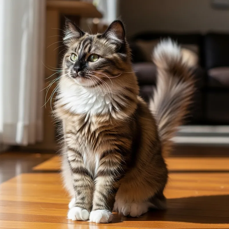 Cat with Black Ears and White Tail