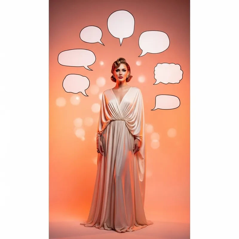 Glamorous Portrait with Empty Speech Bubbles
