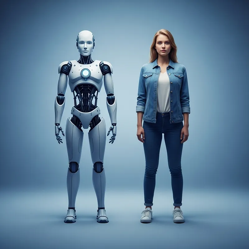 Robot and Human Reflecting in Symmetry